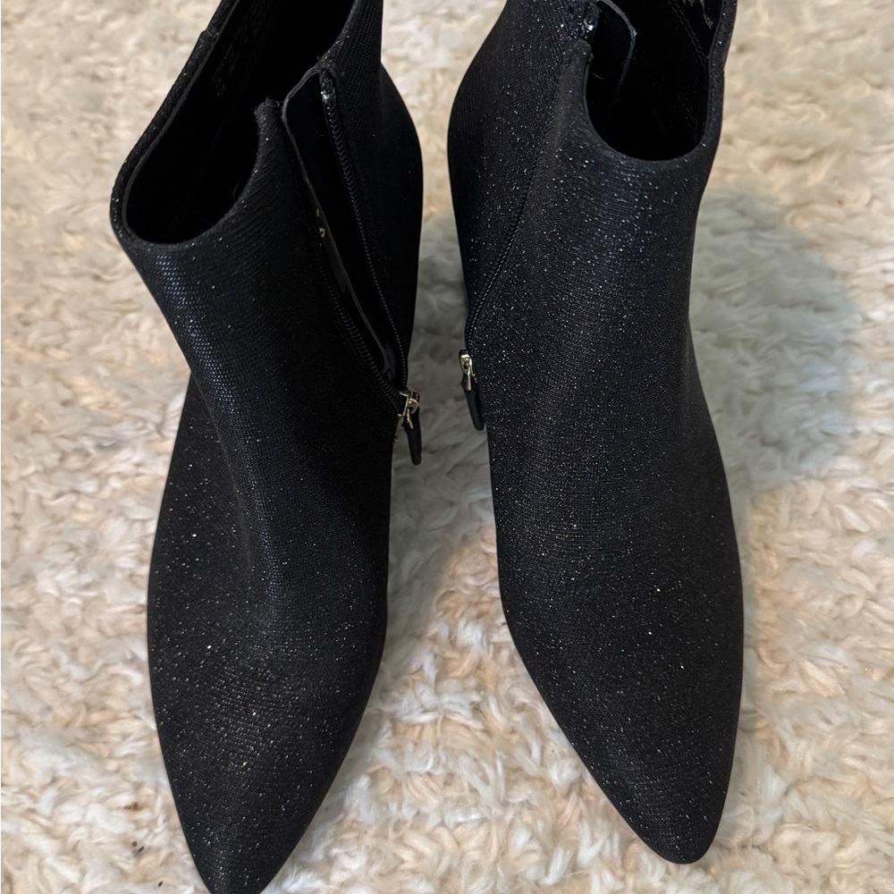 kate spade Black Sparkle Pointed Toe Ankle Booties